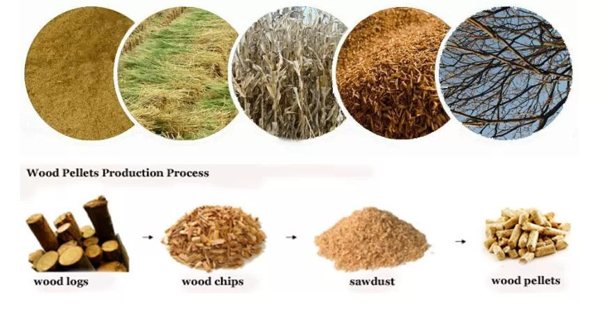 Raw materials for making biomass pellets